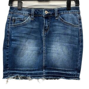 KanCan Distressed Mini Denim Jean Skirt Size 26